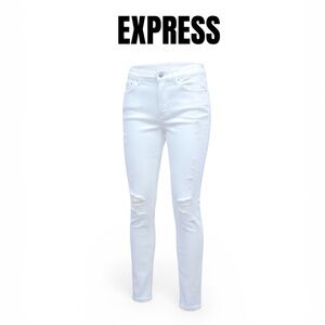 015 Express High Rise White Distressed Skinny Jeans 4R Women’s